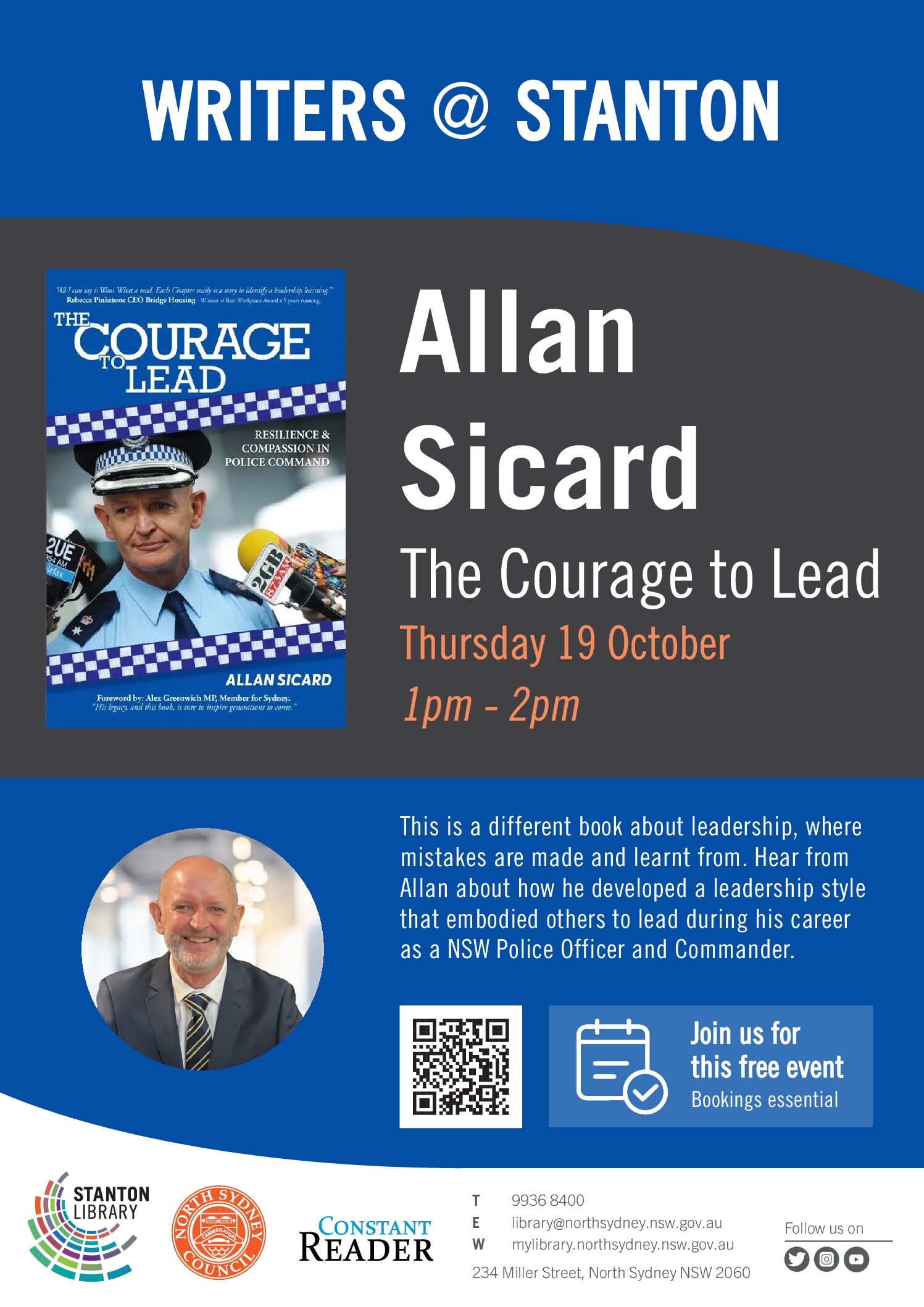 YOUR INVITATION – WRITERS AT STANTON: THE COURAGE TO LEAD – RESILIENCE AND COMPASSION IN POLICE COMMAND